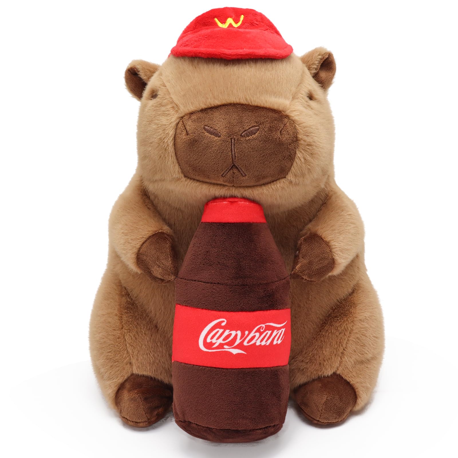 Ponjauk Drink Capybara Plush 13.7Inch, Cute Capybara Stuffed Animal Giant Capibara Plushies Pillow Toy Gifts For Boys Girls Kids